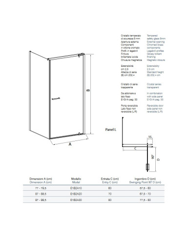 Accessori Box Doccia Cesana.Cesana Leonardo Cabina Con Porta Battente Ad Angolo 87 89 5cm E1b2a20