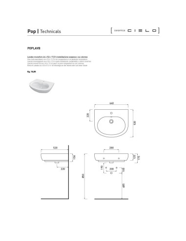 Ceramica Cielo Serie Pop.Ceramica Cielo Pop Lavabo Monoforo Con Semicolonna Quaranta Ceramiche